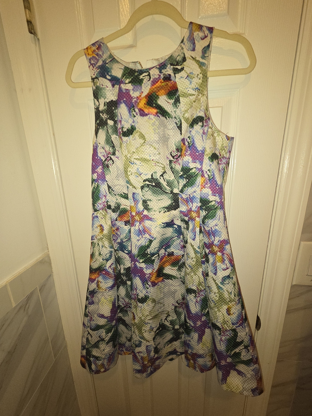 H&M Floral Midi Dress in White, Purple, Green